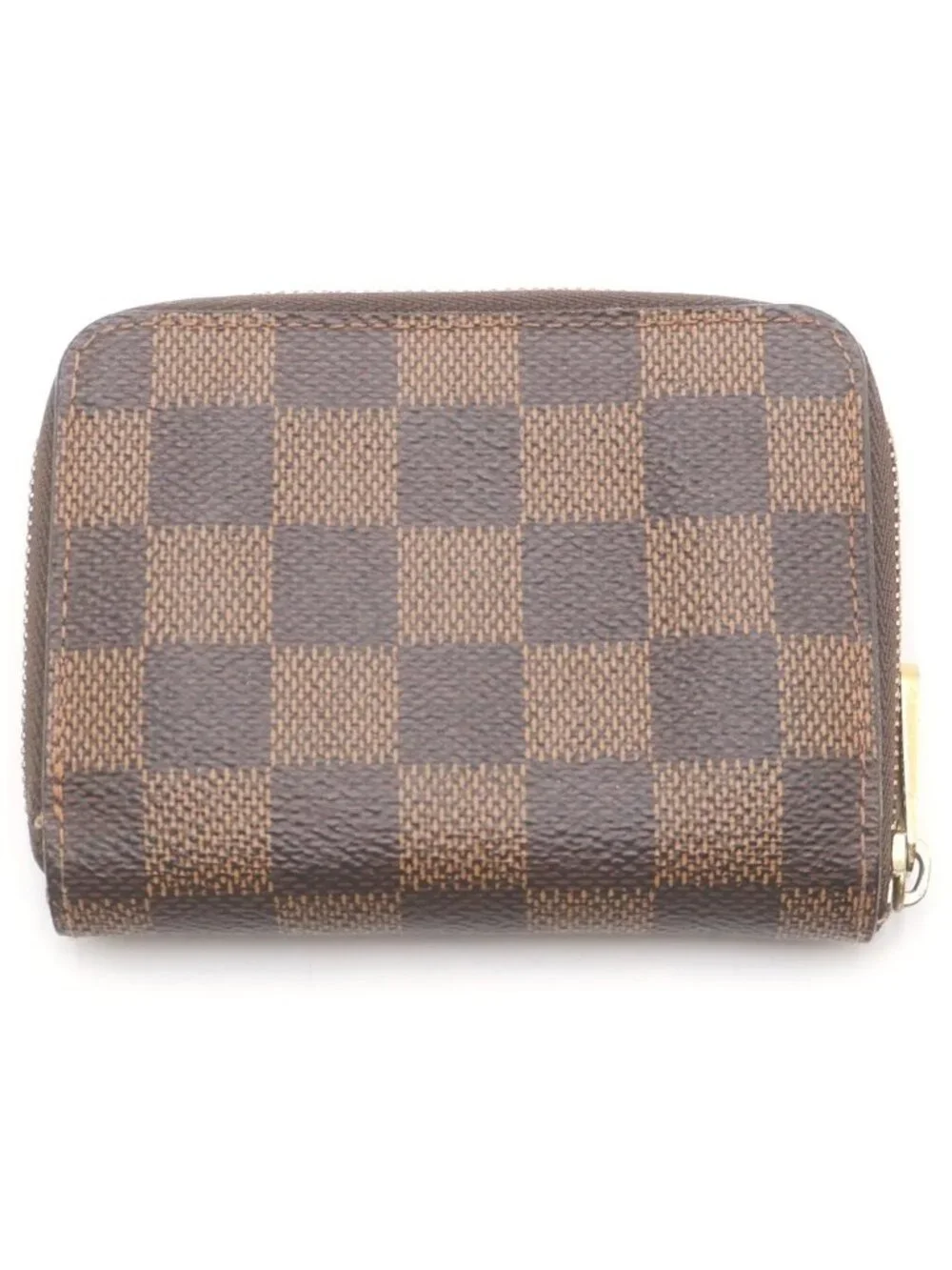 Louis Vuitton Damier Zippy Coin Purse Leather Brown